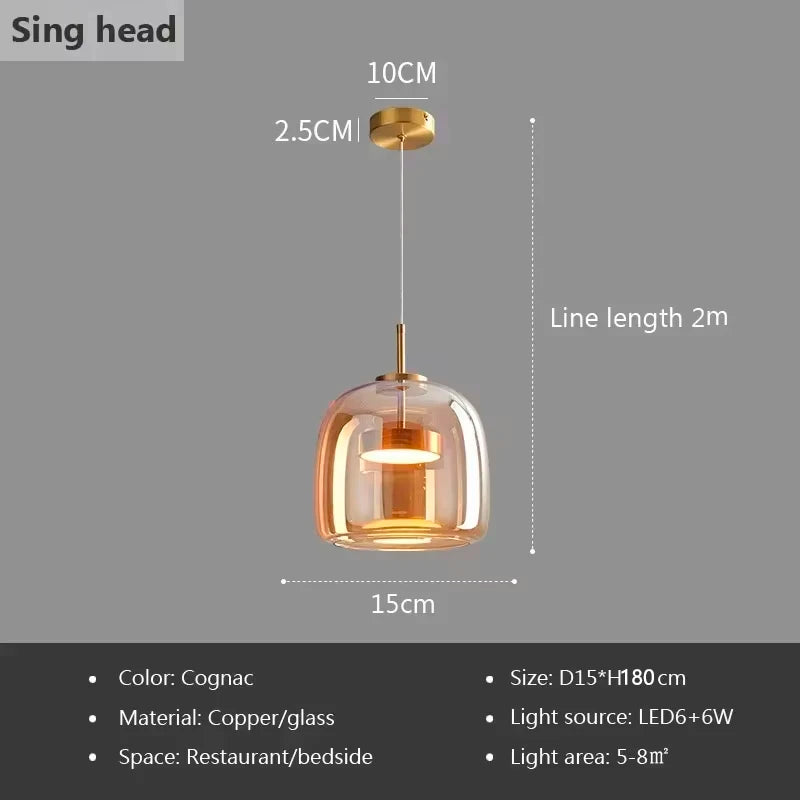 Nordic Glass LED Chandelier – Creative Luxury Pendant Light for Restaurant, Bedroom & Café Decor