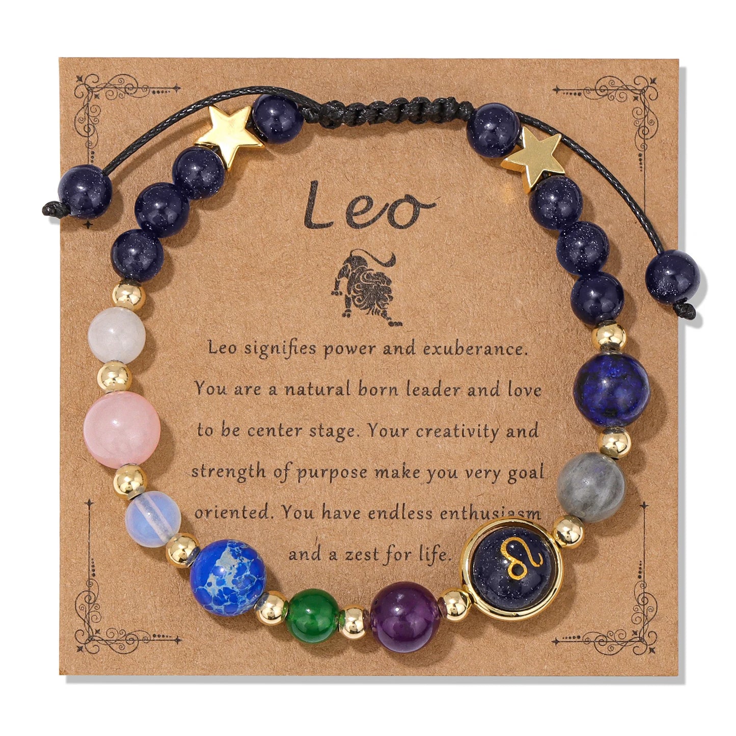 Pulsera de cristal LuckyGlow™: dije unisex de acero inoxidable 