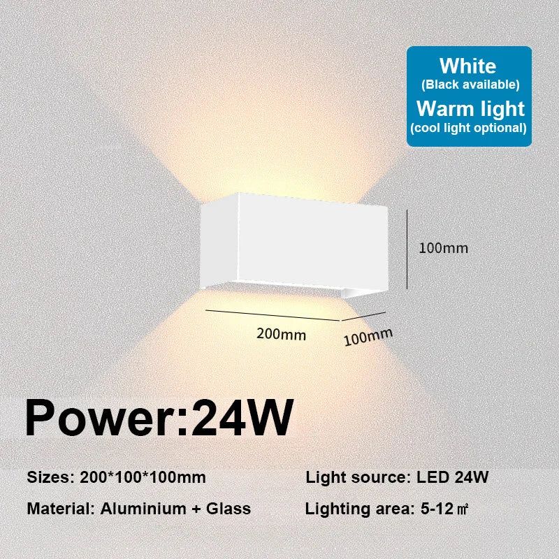 Nordic Modern LED Wall Light – 12W/24W IP65 Waterproof Indoor & Outdoor Sconce for Living Room, Porch & Bedroom