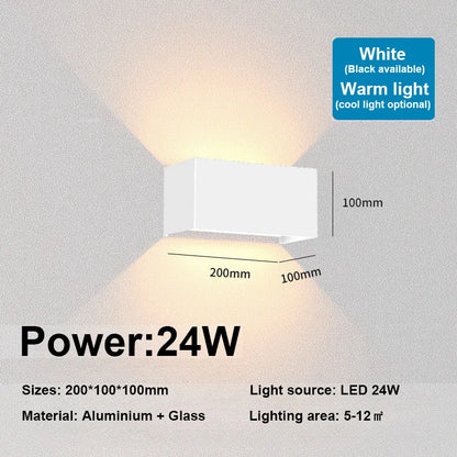 Nordic Modern LED Wall Light – 12W/24W IP65 Waterproof Indoor & Outdoor Sconce for Living Room, Porch & Bedroom