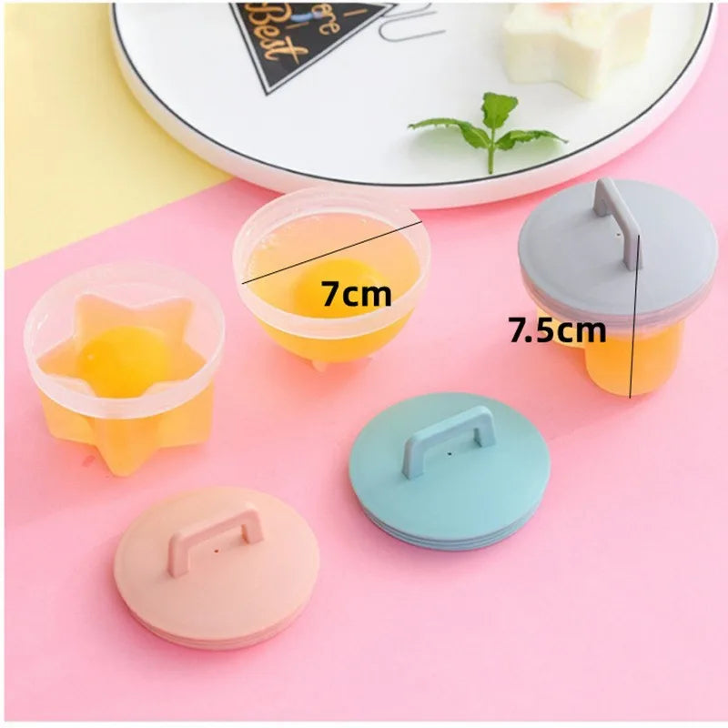 Juego de 4 moldes para cocinar al vapor y freír huevos: moldes para desayuno con tapa y pincel.