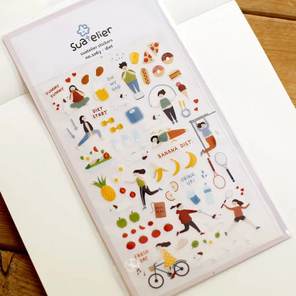 Ensemble d'autocollants Suatelier™ Kawaii Days – Essentiels de la déco coréenne