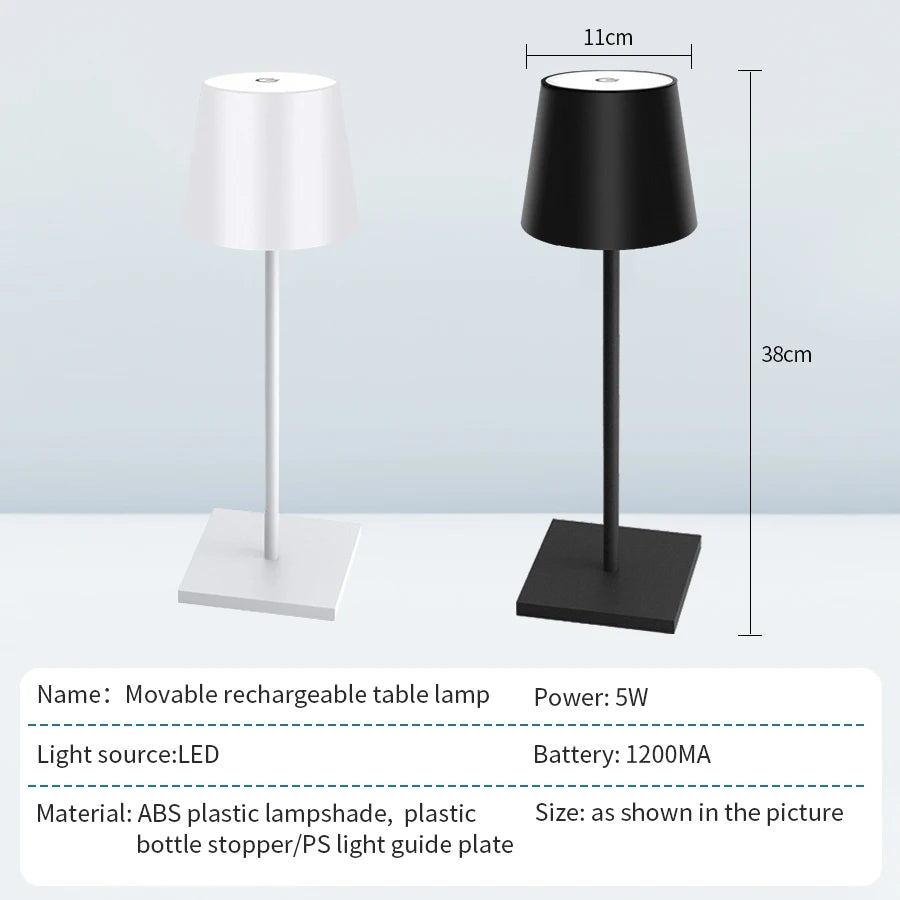 Rechargeable LED Table Lamp – Touch Control 3-Level Dimmable Desk & Ambient Light for Home, Bar & Dining