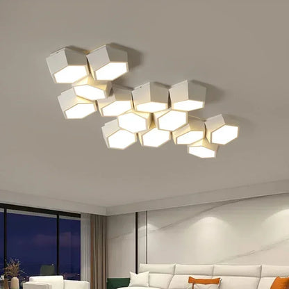 Nordic Honeycomb LED Ceiling Lamp – Modern Geometric Designer Alloy Light for Bedroom & Living Room Decor