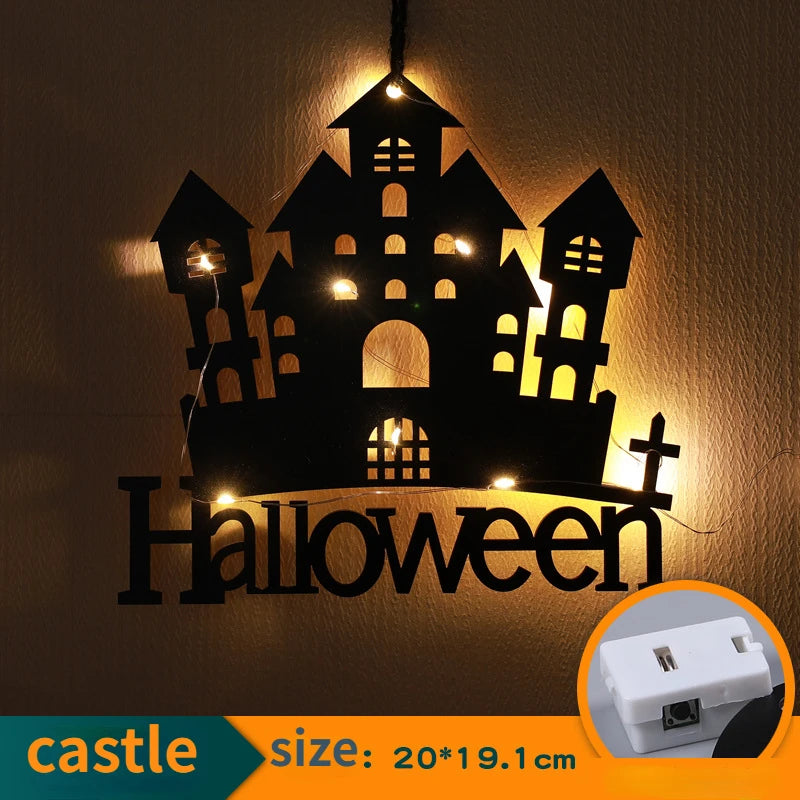 Halloween LED Hanging Lights – Spooky Castle, Witch & Ghost Décor for Indoor/Outdoor Parties