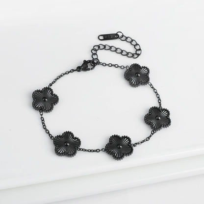 LuxeClover™ – Pulsera de acero inoxidable de cinco hojas para mujer 