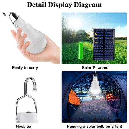 USB & Solar Powered LED Emergency Bulb – Waterproof Portable Hanging Lamp for Indoor & Outdoor Lighting