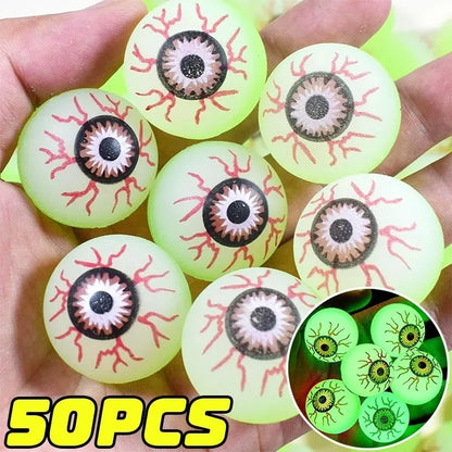 Glow-in-the-Dark Eyeball Bouncy Balls – Halloween Horror Party Decoration Props