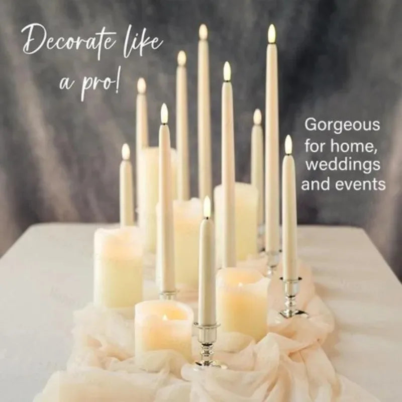 Long Flameless LED Christmas Candles – Battery Powered Flickering Church Lights for Holiday & Party Decor