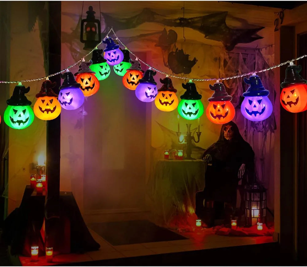 Pumpkin RGB String Lights – Festive Indoor & Outdoor Holiday Decoration