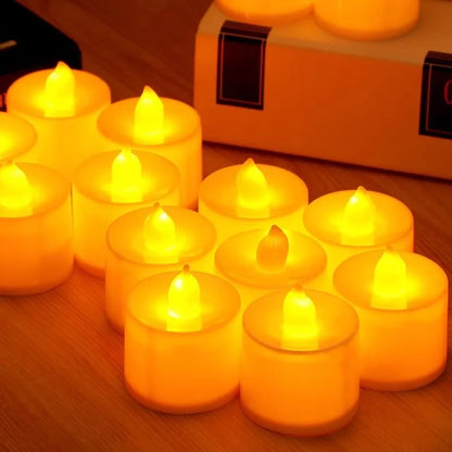 Flameless LED Tealight Candles – 1/48pcs Heart-Shaped Battery Candles for Christmas, Wedding & Party Decor
