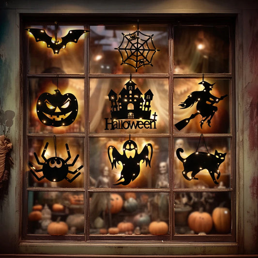 Halloween LED Hanging Lights – Spooky Castle, Witch & Ghost Décor for Indoor/Outdoor Parties