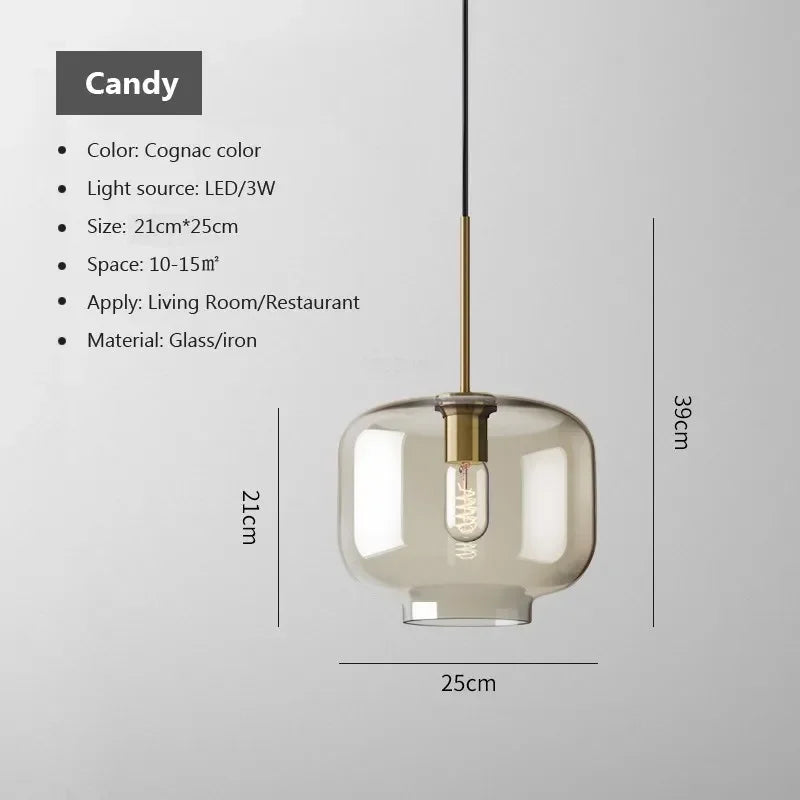 Nordic Glass LED Chandelier – Single & Multi-Head Pendant Light for Dining, Living Room & Home Décor
