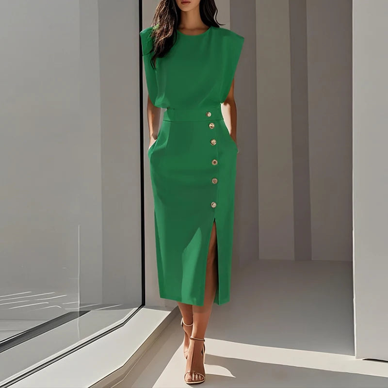 Eleganza™ – Summer Sleeveless Split Dress