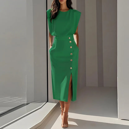 Eleganza™ – Summer Sleeveless Split Dress